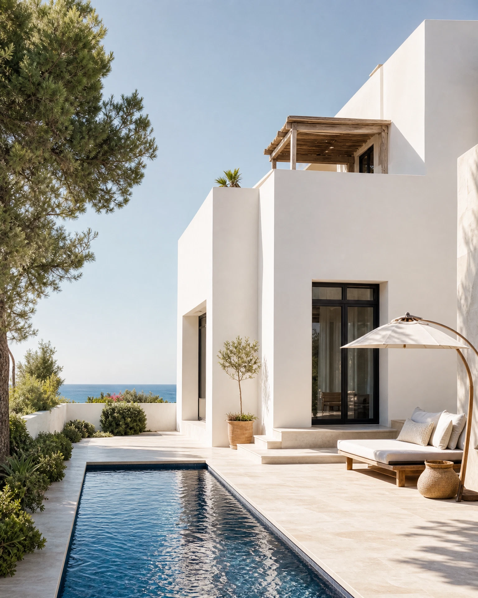 Mediterranean coastal villa terrace